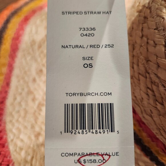 New Tory Burch striped straw hat